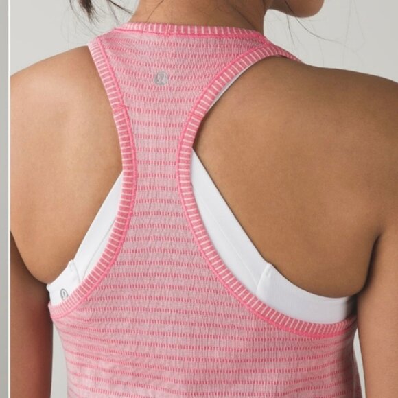 Lululemon swiftly tank stitch stripe white Heathered Boom juice - Picture 5 of 9